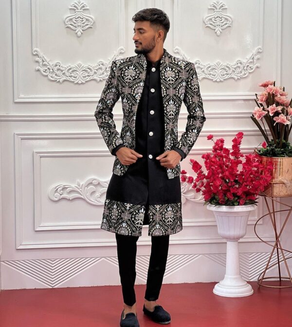 Wedding Special Open Shrug Sherwani - Image 4