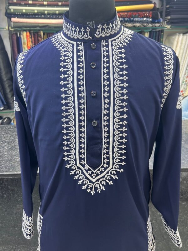 Royal Elegance Wedding Designer Embroidered Kurta Pajama Set | The Majestic Look Embroidered Kurta Pajama | Faisaloutfits | Kurta Pajama Set - Image 4