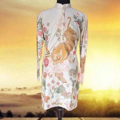 Tiger Theread Work Kurta Pajama