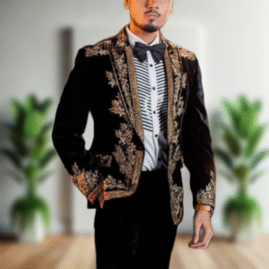 Faisaloutfits Wedding Special – Handcrafted Luxury 4-Piece Suit for Grooms (Blazer, Pant, Shirt & Bow Tie) | Royal Wedding Special | Custom-Made Designer Suit for Grooms – Luxury Tailored Elegance by Faisaloutfits