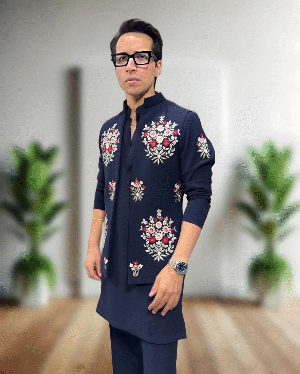 Kurta Pajama With Nehru Jeckit Set
