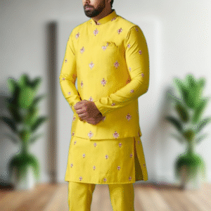 Haldi Special Kurta Pajama Nehru Jeckit Set