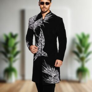 Men’s Exclusive Luxury Tiger Sherof-Inspired Designer Indo-Western Set with Intricate Embroidery and Pant – Most Trending Royal Wedding & Festive Wear by Faisaloutfits